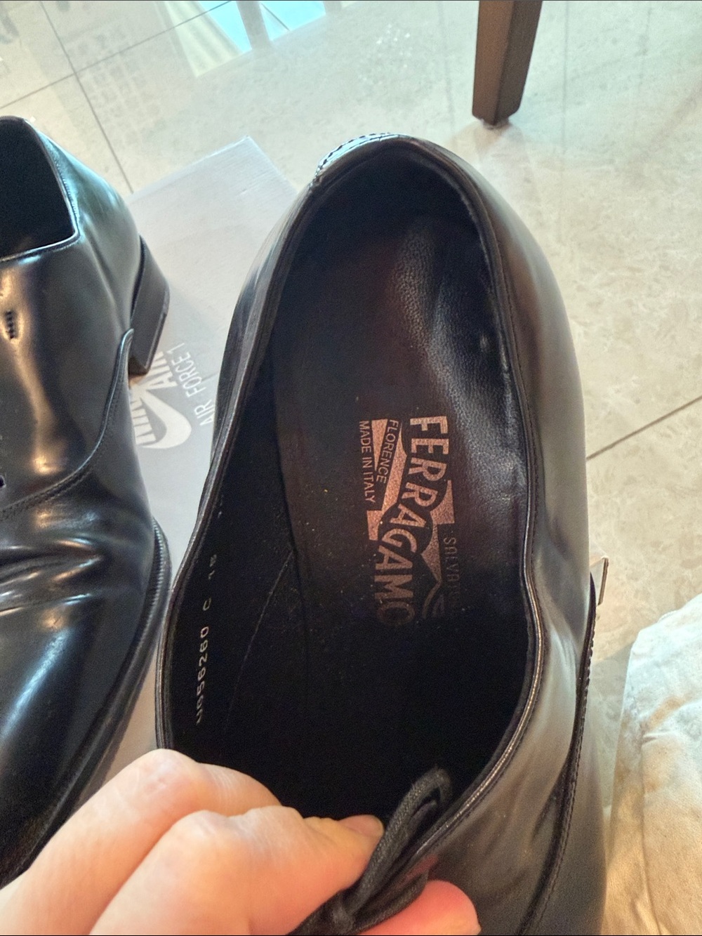 Salvatore Ferragamo Black Leather Oxford Dress Shoes - Picture 3 of 5